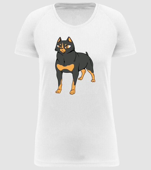 Rottweiler pisică model alb pe tricou