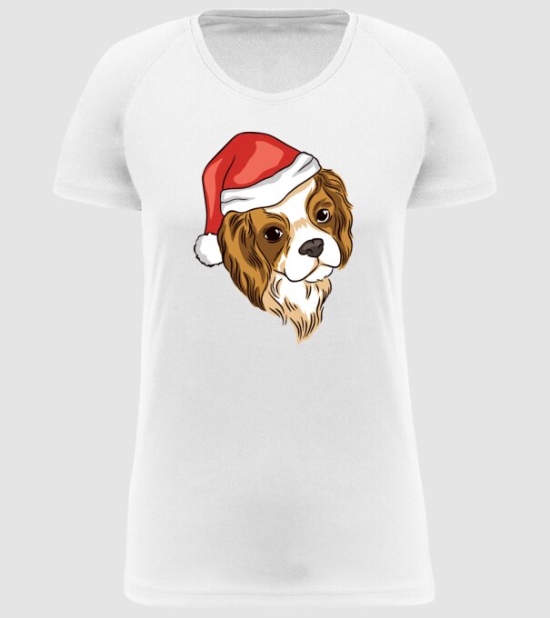 Santa Cocker Spaniel model alb pe tricou