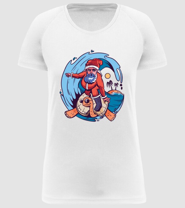 Santa Surf model alb pe tricou