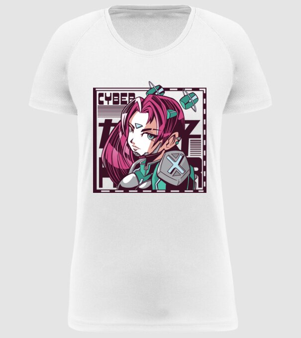 Anime fată Sci-fi model alb pe tricou