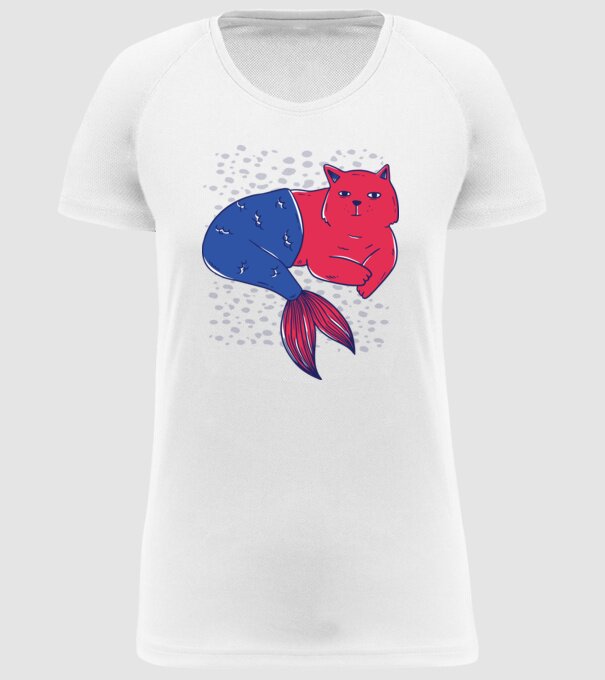 Pisică Sirenă model alb pe tricou
