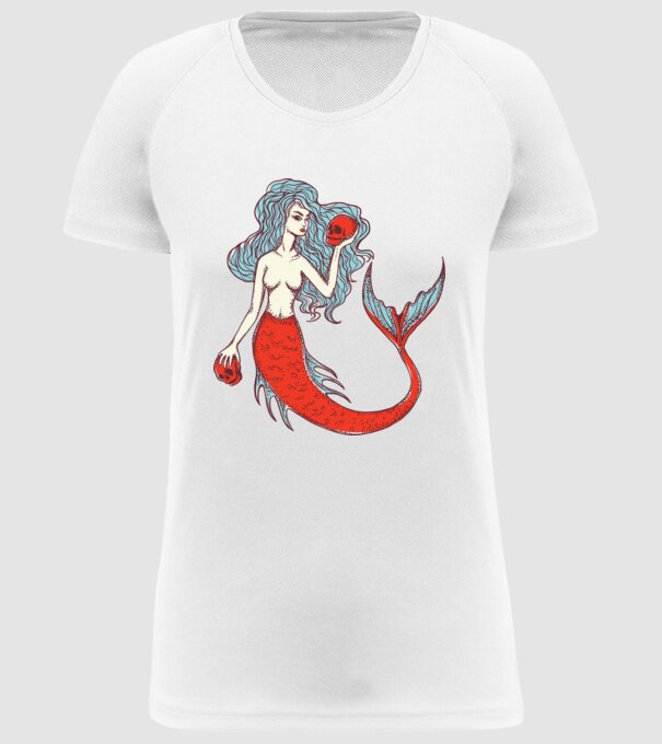 Sirenă cu craniu model alb pe tricou
