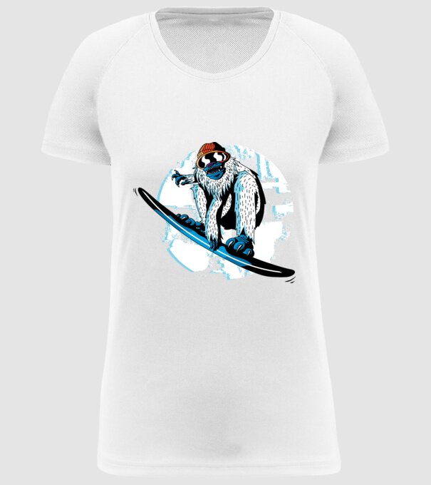 Yeti Snowboarder model alb pe tricou