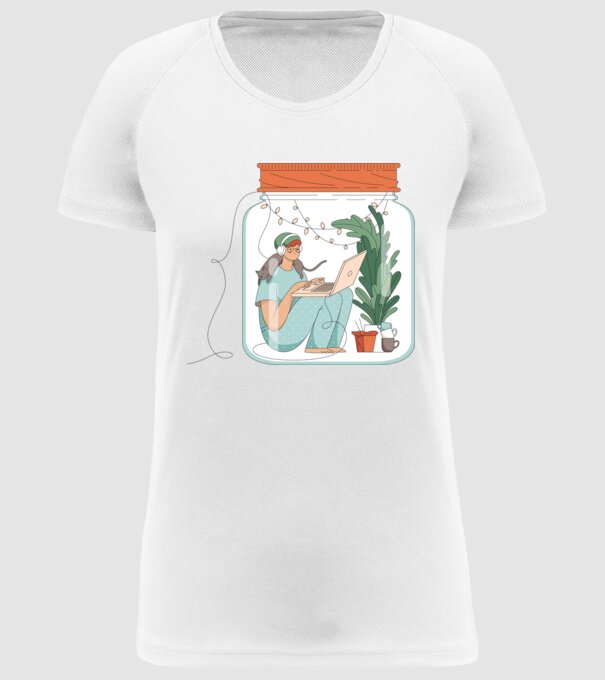 Fată Social Distancing model alb pe tricou