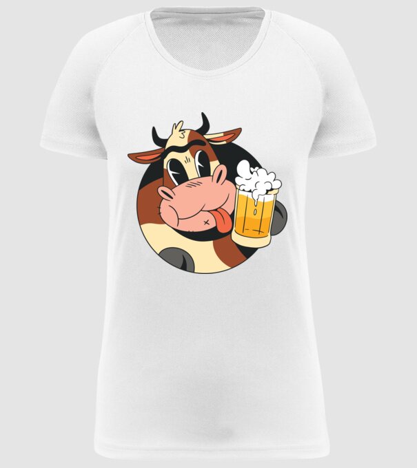 Vacă cu bere model alb pe tricou