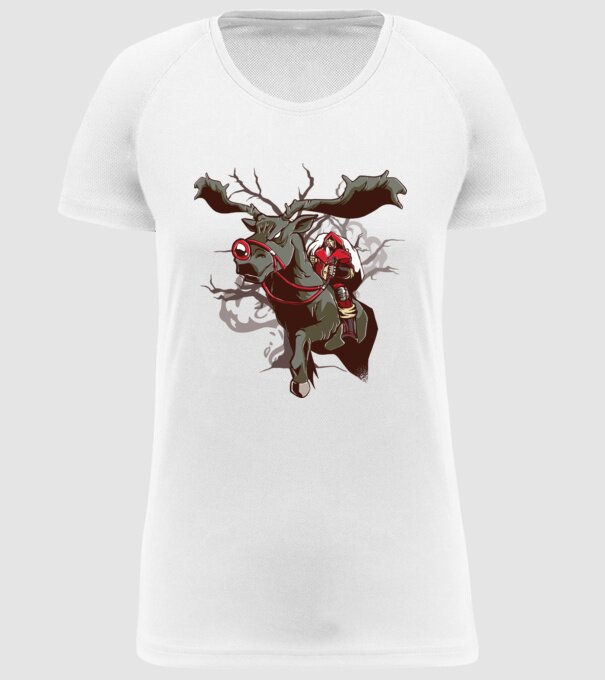 Cavaler Moș Crăciun pe ren model alb pe tricou