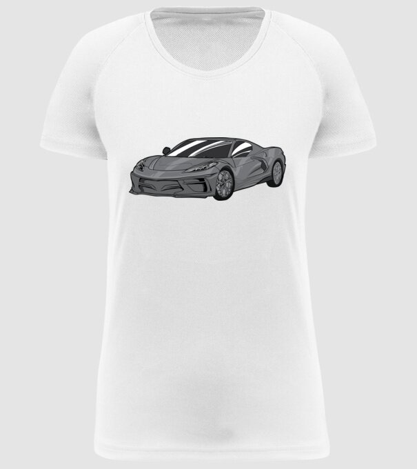 Mașină sport model alb pe tricou