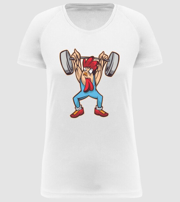 Pui Halterofil model alb pe tricou