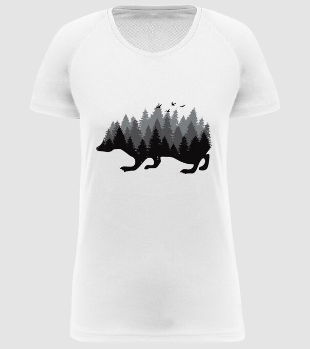 Siluetă Arici model alb pe tricou