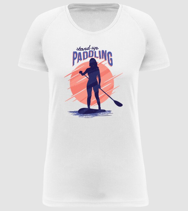 Tricou SUP Stand Up Paddle model alb pe tricou