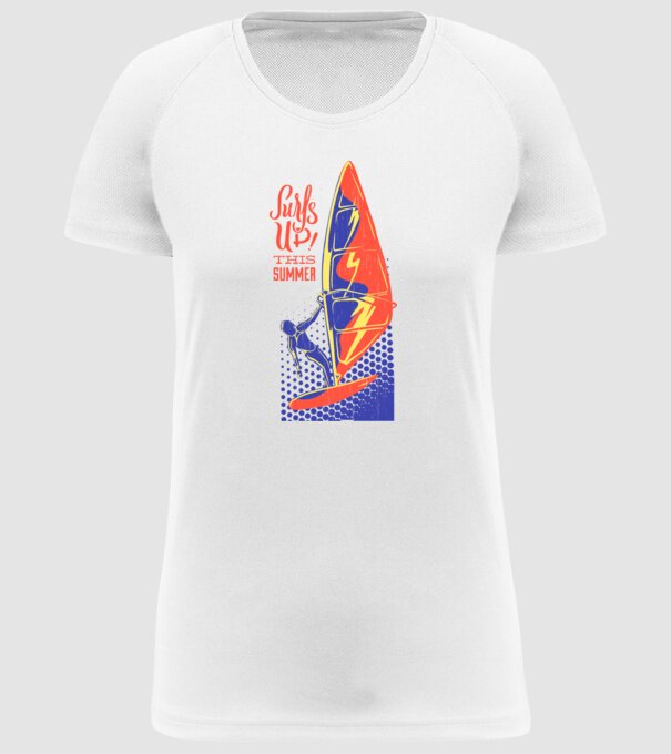 Surfs up this summer model alb pe tricou