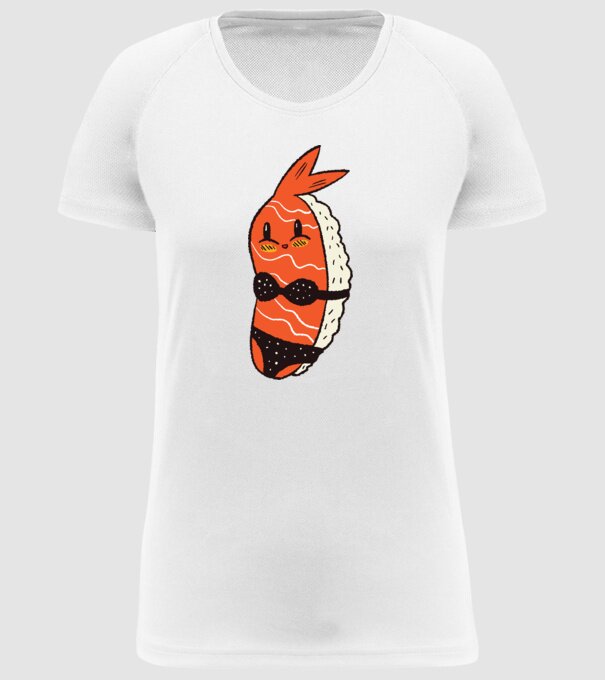 Sushi în bikini model alb pe tricou