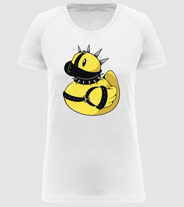 Rățușcă de cauciuc sadistă model alb pe tricou