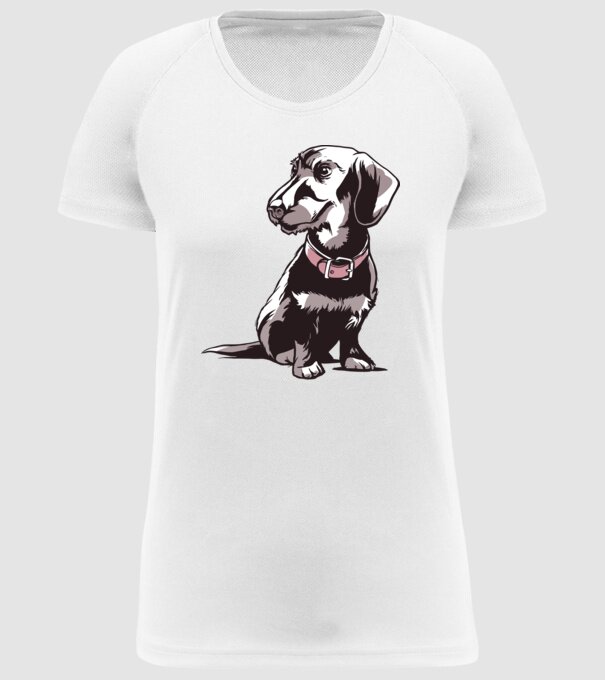 Teckel cu părul sârmos model alb pe tricou