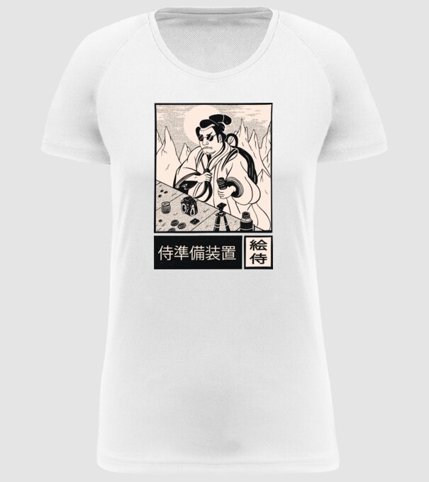 Samurai model alb pe tricou