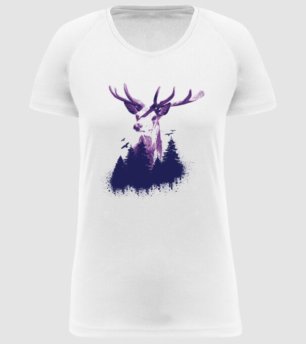 Siluetă cerb model alb pe tricou