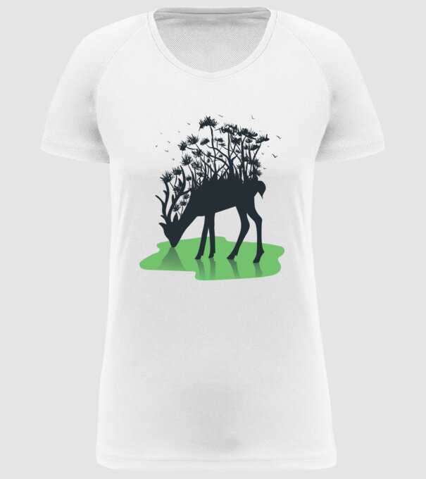 Natură cerb model alb pe tricou