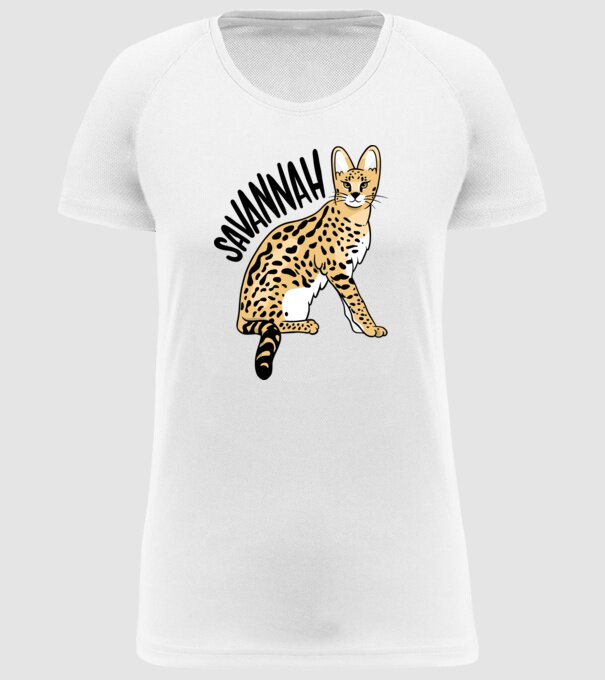 Pisică Savannah model alb pe tricou