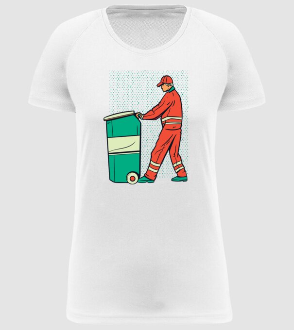 Gunoier model alb pe tricou