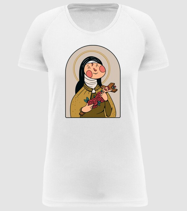 Sfânta Tereza model alb pe tricou