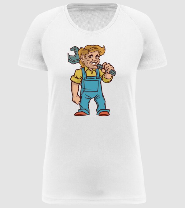 Instalator model alb pe tricou