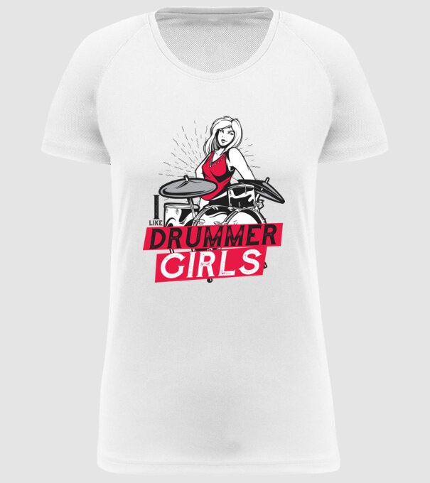Îmi plac fetele bateriste model alb pe tricou