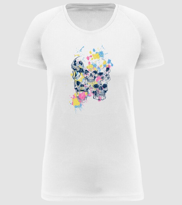 Cranii colorate model alb pe tricou