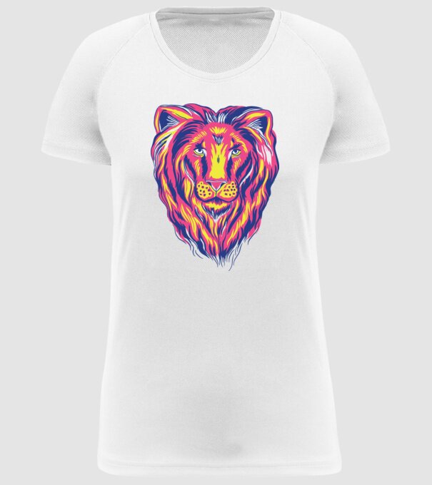 Leu colorat model alb pe tricou