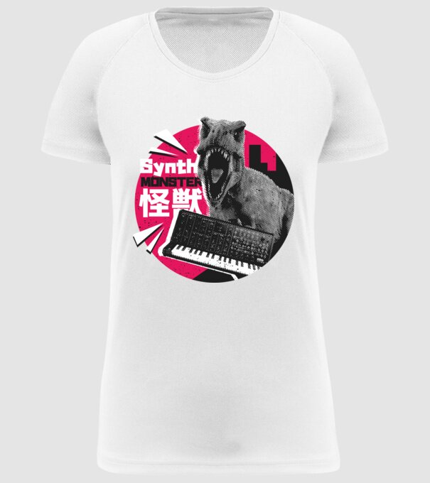 Dinozaur sintetizator model alb pe tricou