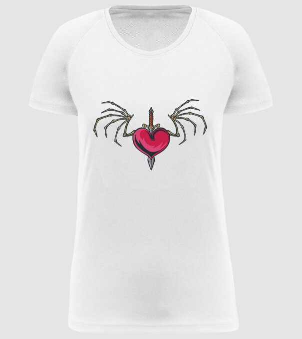 Inimă cu sabie model alb pe tricou
