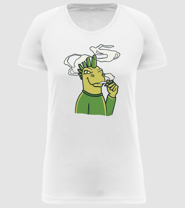 Dinozaur fumător model alb pe tricou