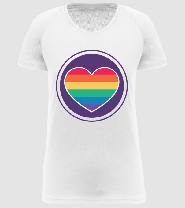 Inimă curcubeu model alb pe tricou
