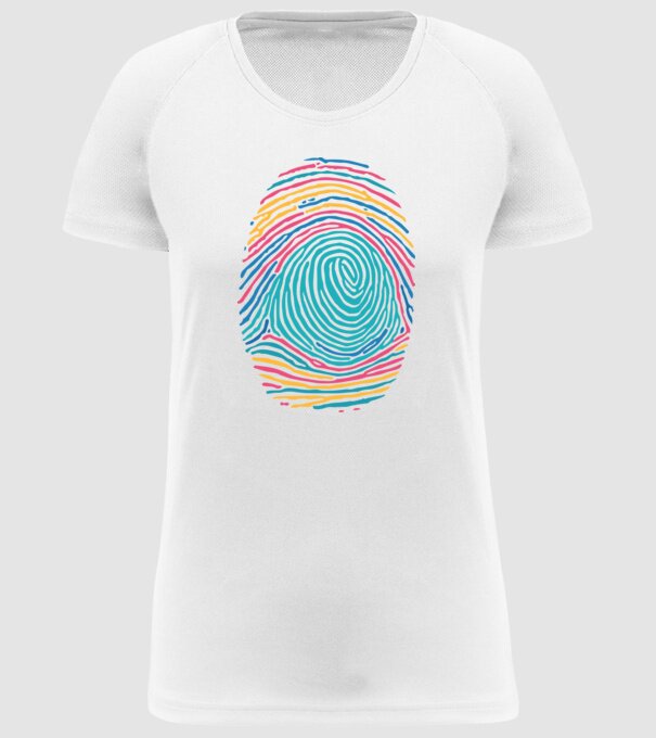 Amprentă curcubeu model alb pe tricou