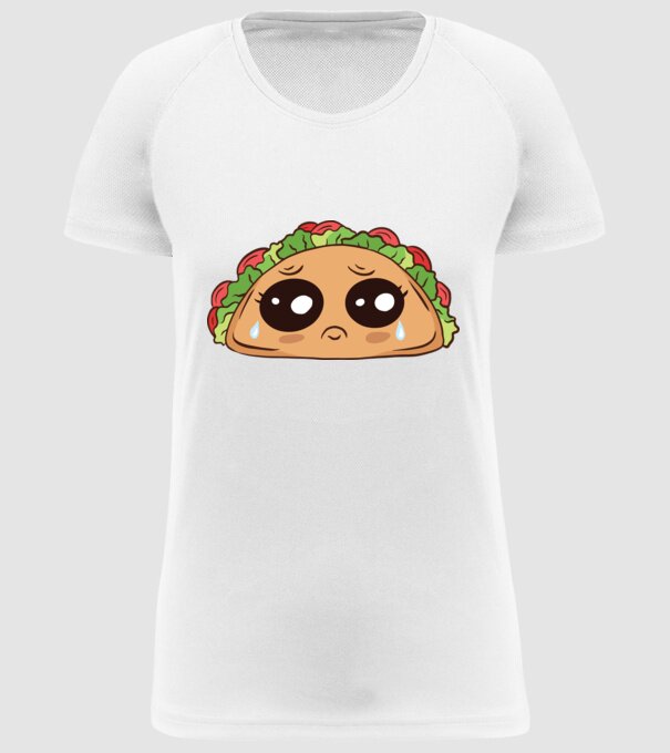 Taco trist model alb pe tricou