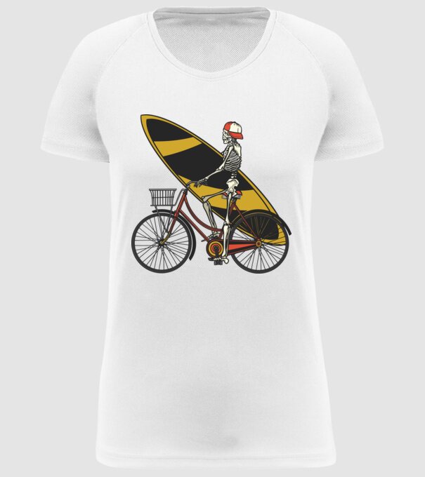 Schelet surfer model alb pe tricou