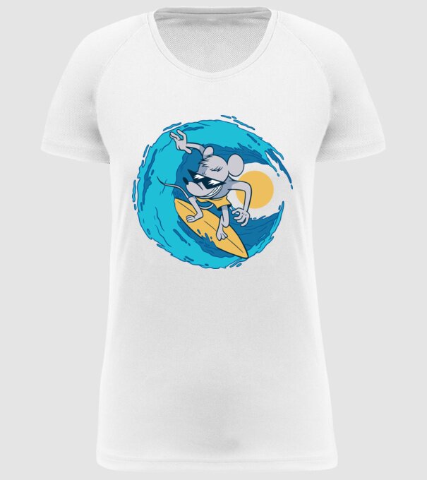 Șoarece Surfer model alb pe tricou