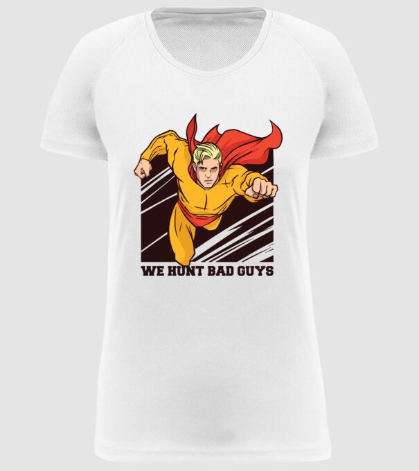 Supererou model alb pe tricou