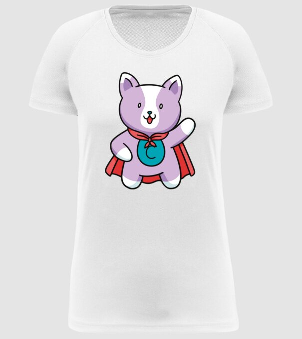 Pisică Supererou model alb pe tricou