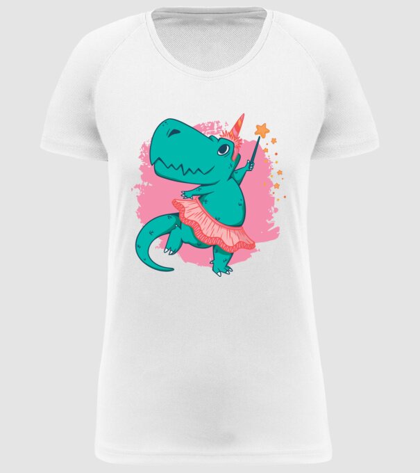 T-rex Balerină model alb pe tricou