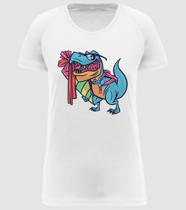Elev T-rex model alb pe tricou