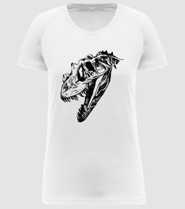 Craniu T-rex model alb pe tricou