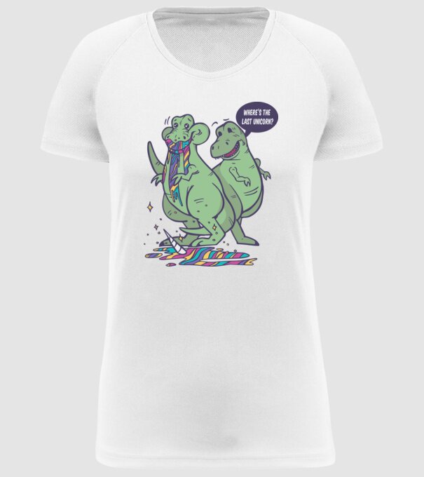T-rex a mâncat unicornul model alb pe tricou