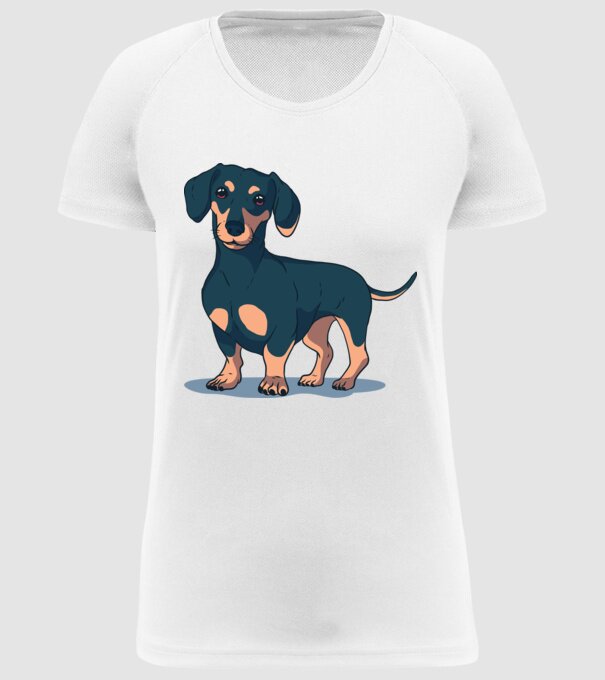 Tricou cu Câine teckel drăguț model alb pe tricou