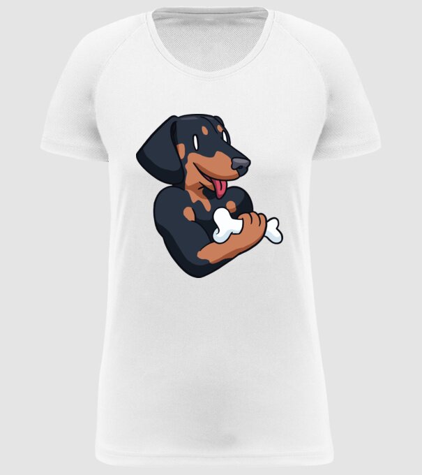 Antrenament Teckel model alb pe tricou