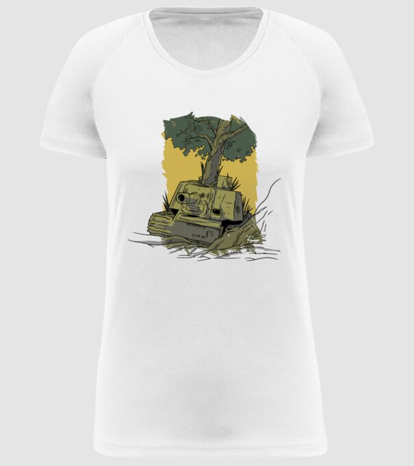 Tanc Copac model alb pe tricou