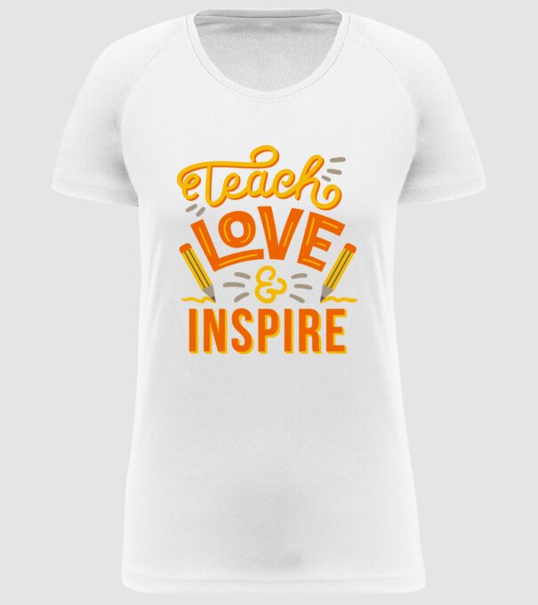 Teach Love Inspire pentru profesori model alb pe tricou