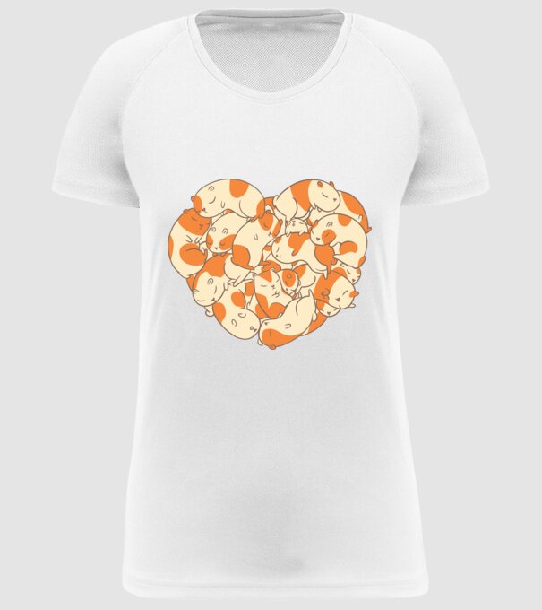 Inimă Porcușor de Guineea model alb pe tricou