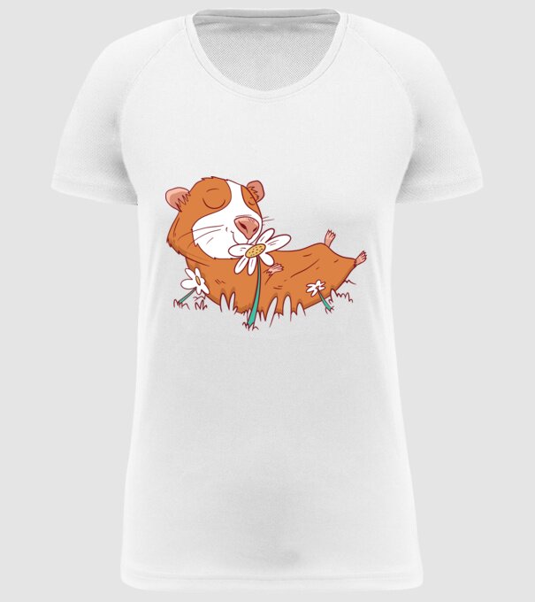 Porcușor de Guineea pe câmp model alb pe tricou