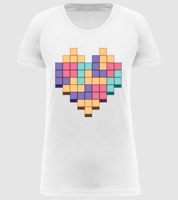 Inimă Tetris model alb pe tricou