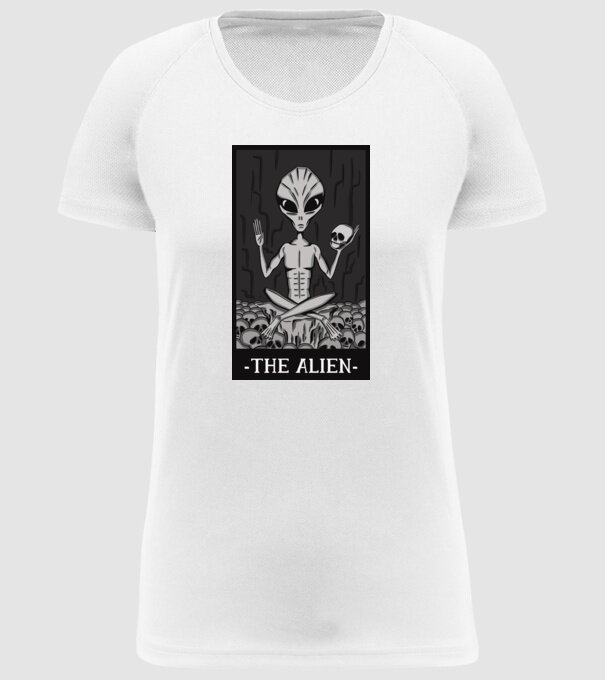 Extraterestru - Carte de tarot model alb pe tricou